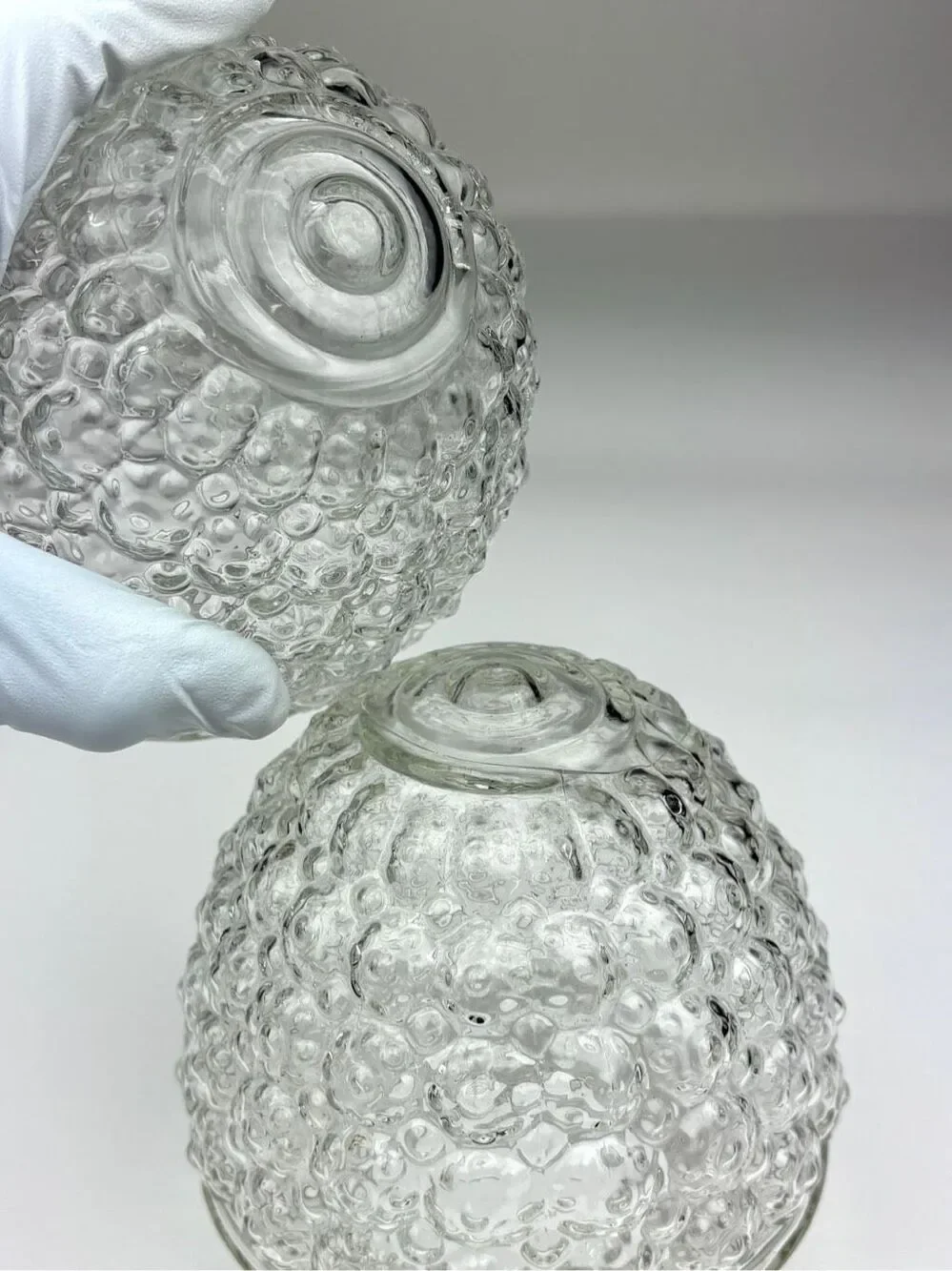 Pair of 2 Vintage Clear Acorn Shaped Bubble Glass Lamp Light Fixture Globes EL26